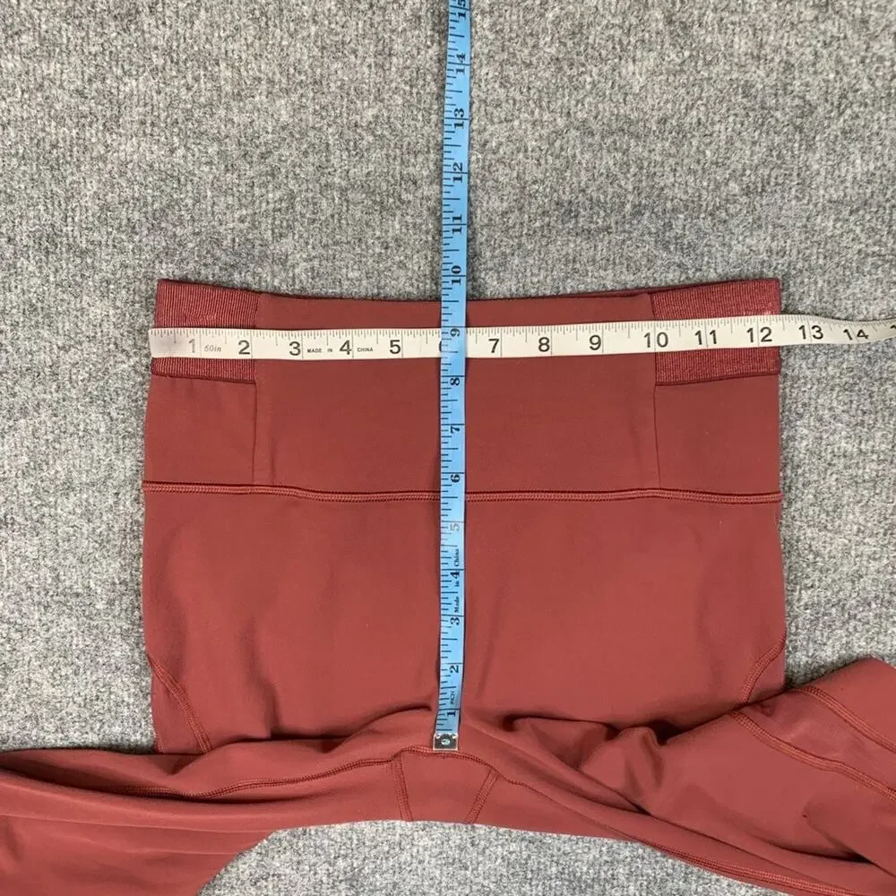 Athleta Tights Womens S Small Brick Red Aura Heel Stretch Mesh Panel Workout